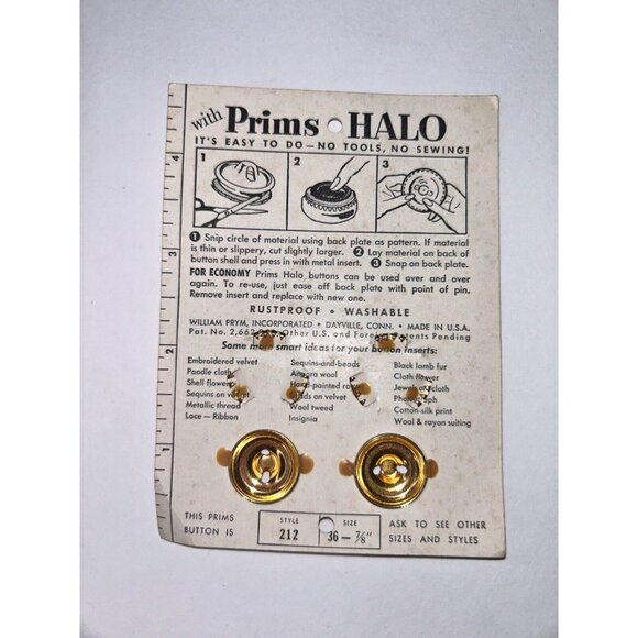 Vintage Prims Halo Cover Your Own Buttons Style 212 36 - 7/8th - Picture 2 of 2